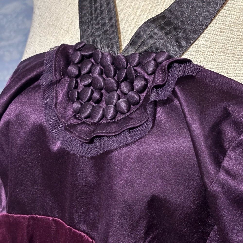 Club Monaco Red purple Pleated Halter midi dress silk size 10 - Picture 10 of 16
